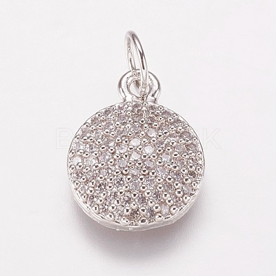 Brass Cubic Zirconia Charms KK-P134-25P-1