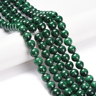Natural Malachite Bead Strands G-O152-47-10mm-A-1