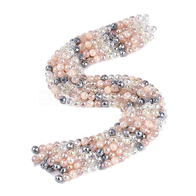 Electroplate Imitation Jade & Opaque & Transparent Glass Beads Strands EGLA-Q135-8MM-A16-1