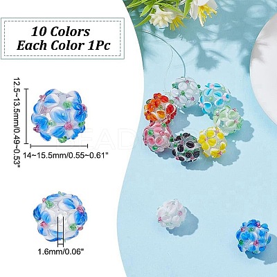 10Pcs 10 Colors Handmade Lampwork Beads LAMP-AR0001-43-1