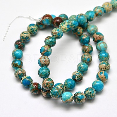 Natural Imperial Jasper Round Bead Strands X-G-I103-8mm-03-1