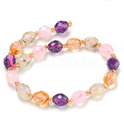Natural Amethyst & Rose Quartz & Prehnite & Citrine Beads Strands G-N342-53-1