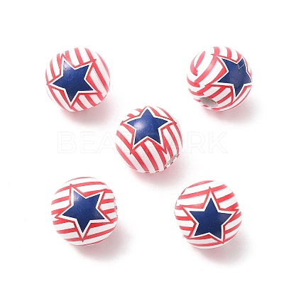 Independence Day Themes Wood European Beads WOOD-I014-01E-1