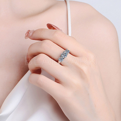 Rhodium Plated 925 Sterling Silver Pave 7A Cubic Zirconia Finger Rings WG3C802-25-1