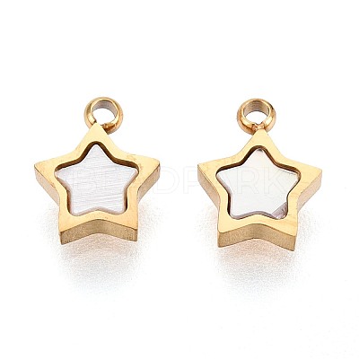 Natural White Shell Star Charms STAS-N115-43G-1