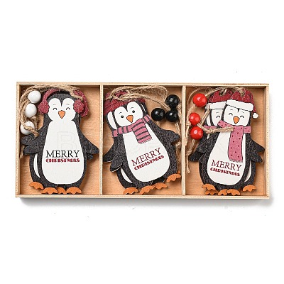 9Pcs 3 Styles Christmas Wood Pendant Decorations Set WOOD-U004-01C-1
