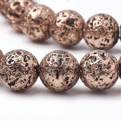 Electroplated Natural Lava Rock Beads Strands G-T098-01C-06-1