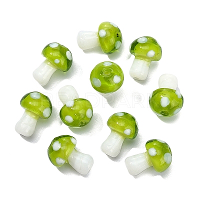 10Pcs Mushroom Handmade Lampwork Beads LAMP-YW0001-08A-1