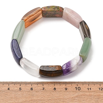 Rectangle Natural Mixed Stone Beaded Stretch Bracelets for Women Men GG-CBA9ACE-C12-1