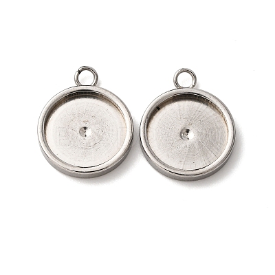 201 Stainless Steel Pendant Cabochon Settings STAS-D379-04D-P-1