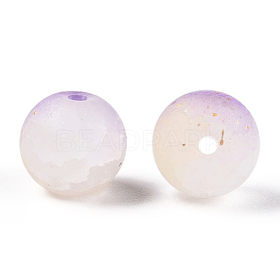 Frosted Baking Paint Crackle Glass Beads with Glitter Powder X1-DGLA-T004-01E-1