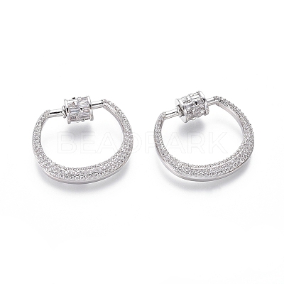 Brass Micro Pave Cubic Zirconia Screw Carabiner Lock Charms ZIRC-I031-22P-1