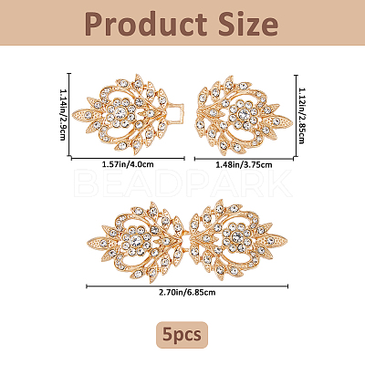 5Pcs Alloy & Crystal Rhinestone Snap Lock Clasps FIND-FH0008-91G-1