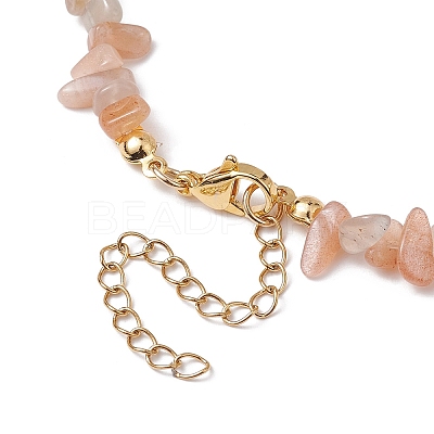 Natural Sunstone Chip Beaded Necklace NJEW-JN04616-05-1