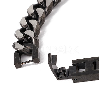 Ion Plating(IP) 304 Stainless Steel Curb Chains Bracelet for Men Women BJEW-B063-01B-1