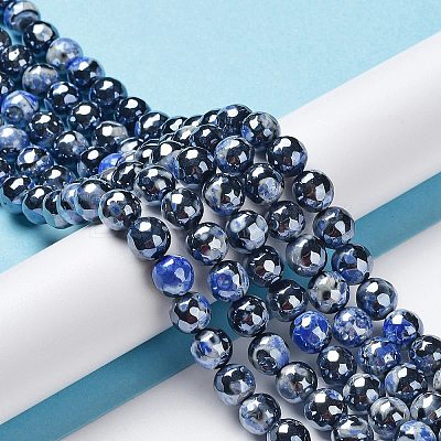 Electroplate Natural Fire Crackle Agate Beads Strands G-G0006-A01-02-1