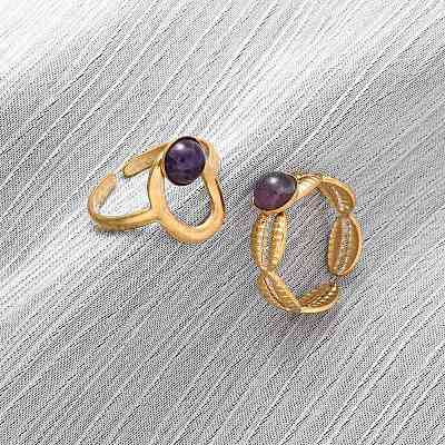 304 Stainless Steel Adjustable Open Cuff Rings RJEW-A071-02B-G-1