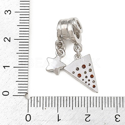 Brass Micro Pave Orange Red Cubic Zirconia Pendants CU-CBAD306-15P-1