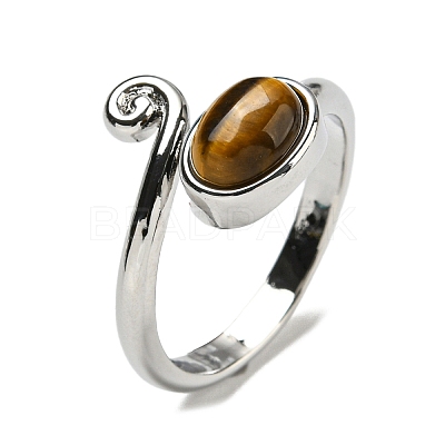 Natural Tiger EyeAdjustable Rings RJEW-K269-08P-02-1