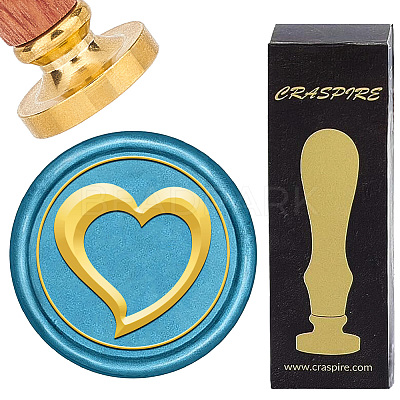 Brass Wax Seal Stamps with Wood Handle AJEW-WH0412-0338-1