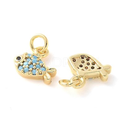Brass Micro Pave Cubic Zirconia Pendants KK-U056-19G-1