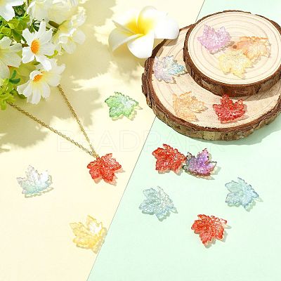 80Pcs 8 Colors Baking Paint Transparent Glass Pendants DGLA-FS0004-29-1