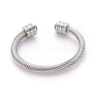 304 Stainless Steel Cuff Bangles BJEW-L642-28P-1