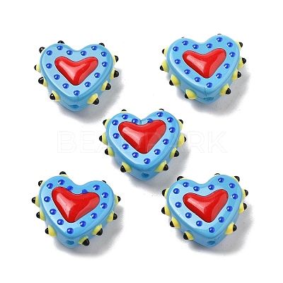 Baking Paint Glass Bumpy Beads Heart LAMP-V001-07B-1
