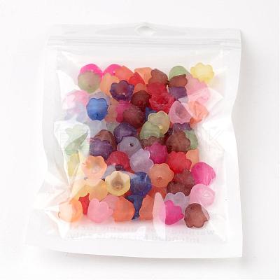 Mixed Frosted Acrylic Tulip Flower Bead Caps X-PL543-1