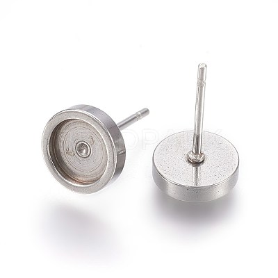 Tarnish Resistant 304 Stainless Steel Stud Earring Settings STAS-L219-02C-1