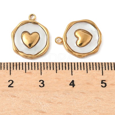 304 Stainless Steel Pave Natural Shell Pendants STAS-F319-02B-G02-1