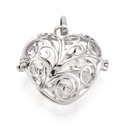 Rack Plating Brass Cage Pendants KK-Q402-08P-1