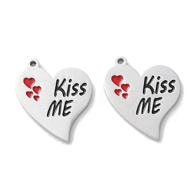 304 Stainless Steel Enamel Pendants STAS-M102-13P-03-1