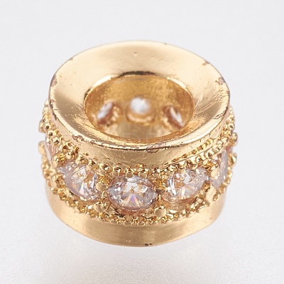 Brass Micro Pave Cubic Zirconia Beads ZIRC-F083-102G-RS-1