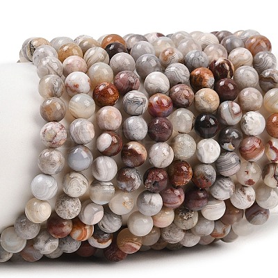 Natural Mexican Agate Beads Strands G-G345-B01-6mm-1