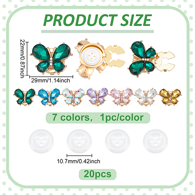 37Pcs Butterfly Alloy Rhinestone Cufflinks and Acrylic Buttons HJEW-PH02308-1