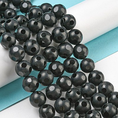 Natural Black Onyx Round Bead Strands X-G-L271-02-10mm-1