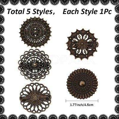 1Set Flat Round Alloy Shawls and Capes Buckles FIND-GF0008-08AB-1
