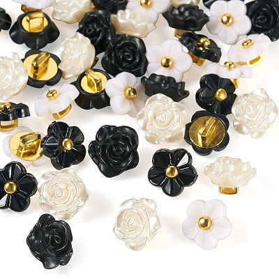 40Pcs 2 Styles 1-Hole ABS Plastic Buttons BUTT-TA0001-32-1