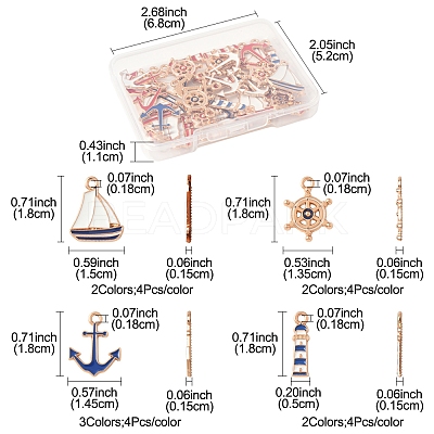 36Pcs 9 Styles Alloy Enamel Pendants ENAM-FS0002-83-1