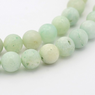 Natural Flower Amazonite Round Bead Strands G-P070-33-10mm-1