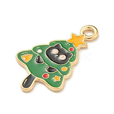 Christmas Kitten Alloy Enamel Pendants X-ENAM-I060-02B-1