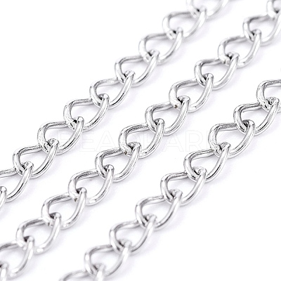 Non-Tarnish 3.28 Feet 304 Stainless Steel Curb Chains X-CHS-F006-04A-P-1