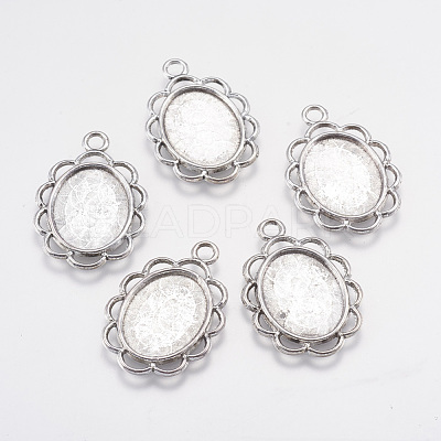 Tibetan Style Pendant Cabochon Settings X-TIBEP-0584-S-FF-1