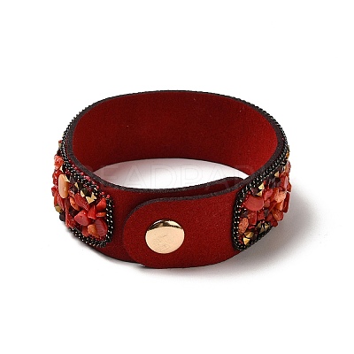 Faux Suede Snap Cord Bracelet LS-BJEW-F428-13-1