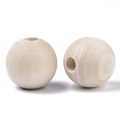 Unfinished Natural Wood Beads WOOD-Q041-04B-1