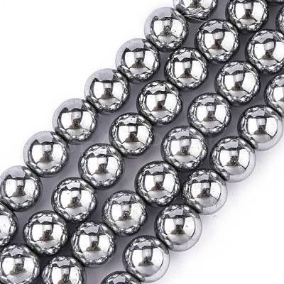 Non-magnetic Synthetic Hematite Beads Strands G-S096-10mm-3-1