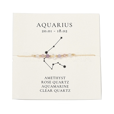 Natural stone constellation bracelet with 12 zodiac signs NR2952-10-1