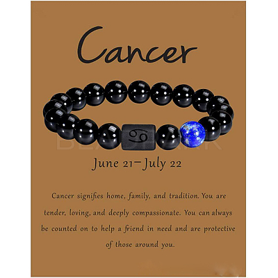 12 Constellation Natural Round Lapis Lazuli Beads Stretch Bracelets WGD22B0-13-1