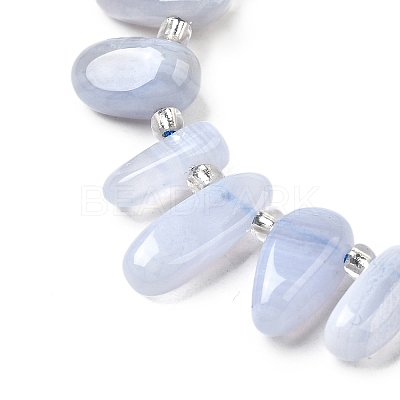 Natural Blue Lace Agate Spike Slice Beads Strands G-NH0046-B01-01-1
